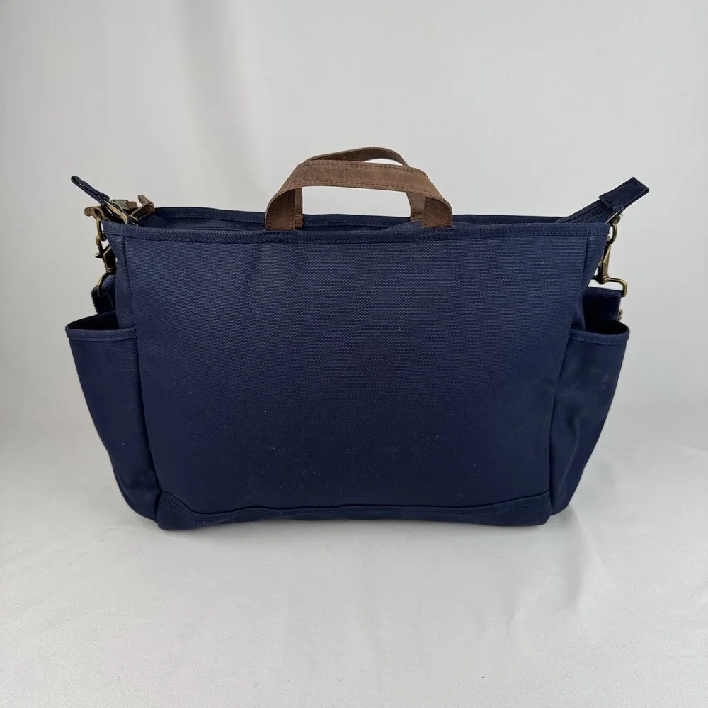 L.L.Bean Stonington Daily Commuter Travel Work Bag Navy Blue Canvas 17